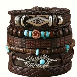 2/$40 Bohemian Brown and Turquoise‎ Bracelet Gift Set (#0271)